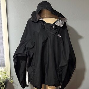 adidas Black Hooded Pullover Windbreaker with Logo